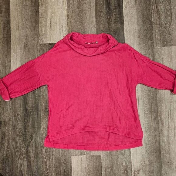 Soft Surroundings Barbie Pink size Medium Cotton Cowl Neck Top - Picture 1 of 6